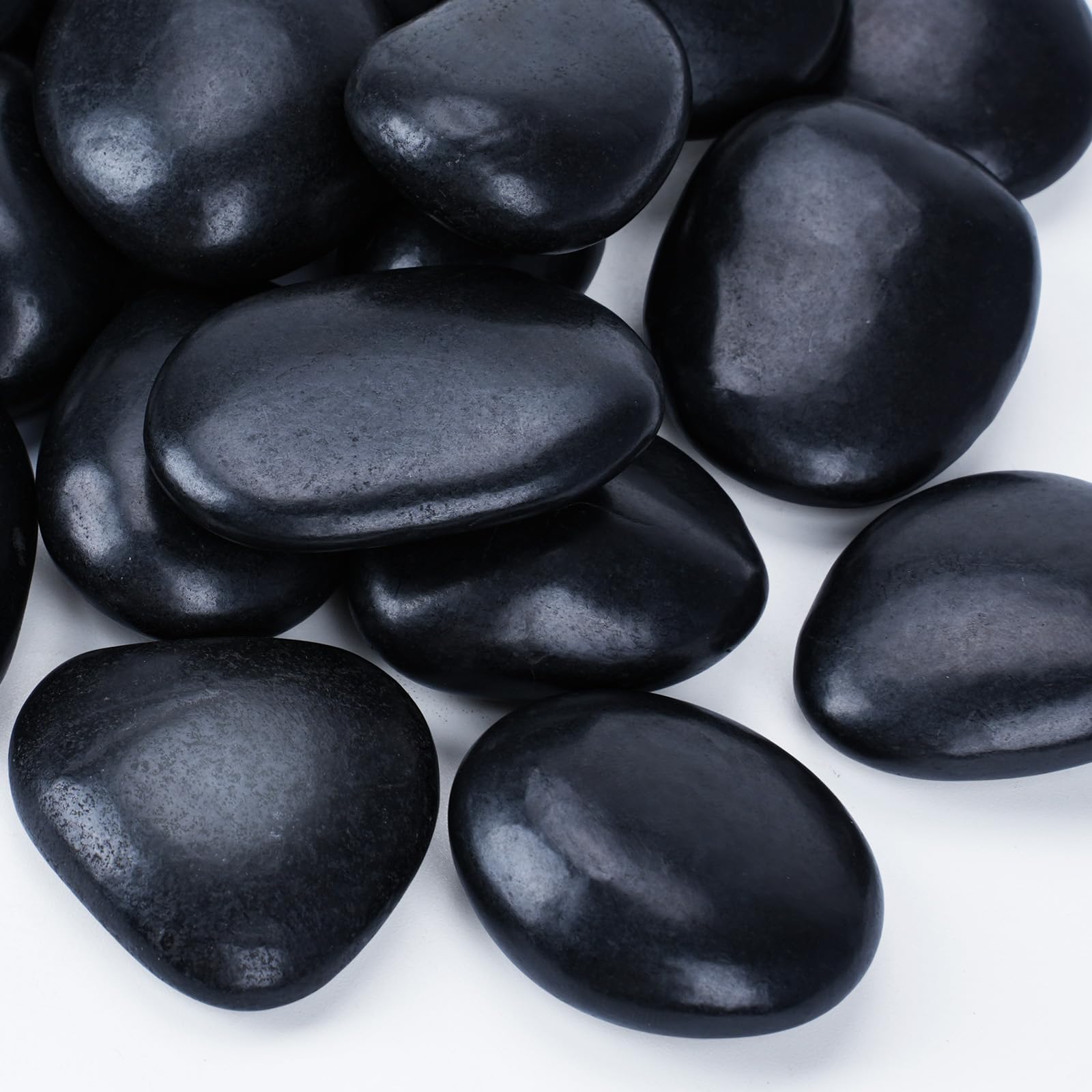 View 1 of [Different color] Rahato 40lbs Black Rocks for Landscaping, 2-3Inch River Rocks for Planters