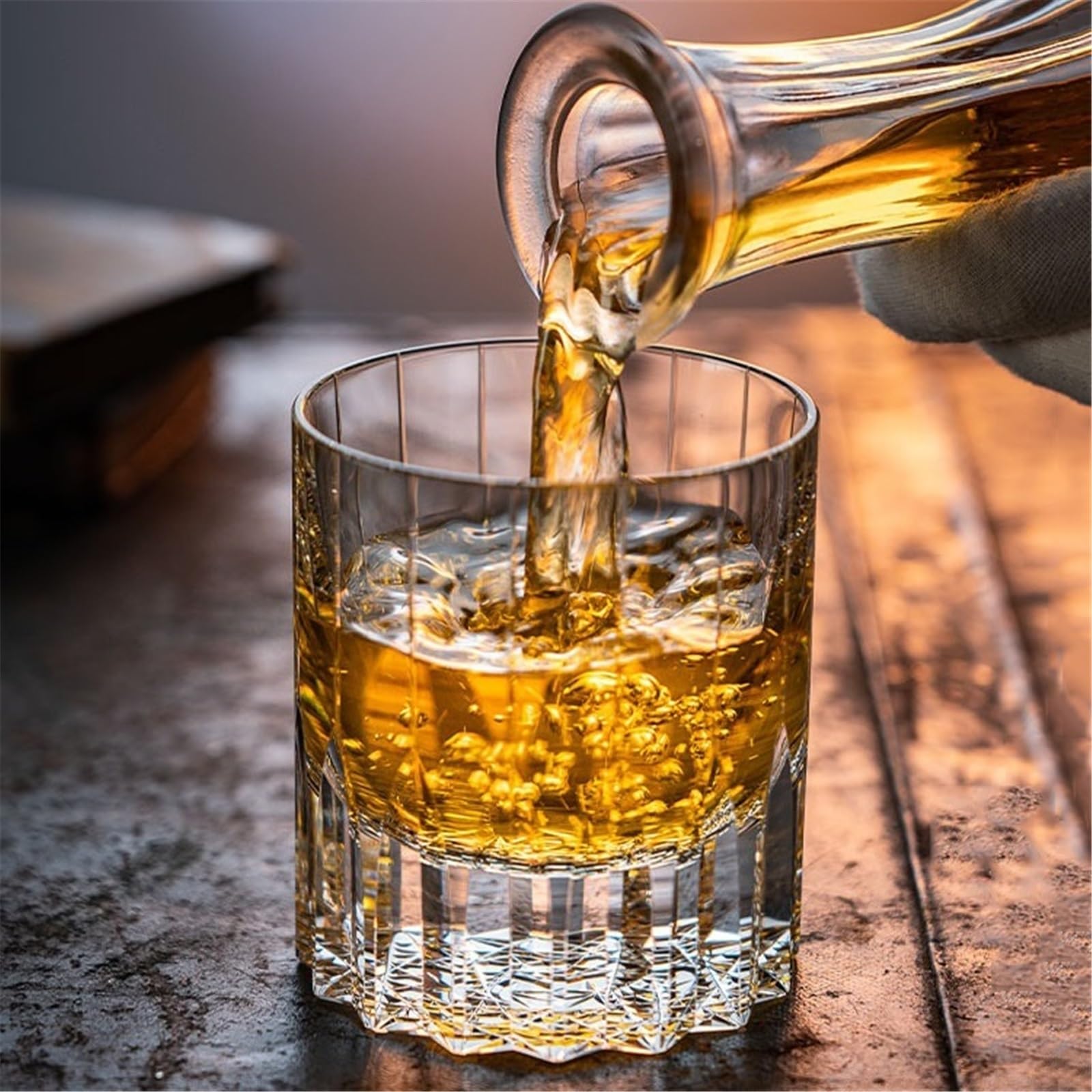 Trinkgläser Kristall-Whiskygläser, 250 ml, fein geschnitzt, schwerer Boden, Old Fashioned Bourbon-Gläser