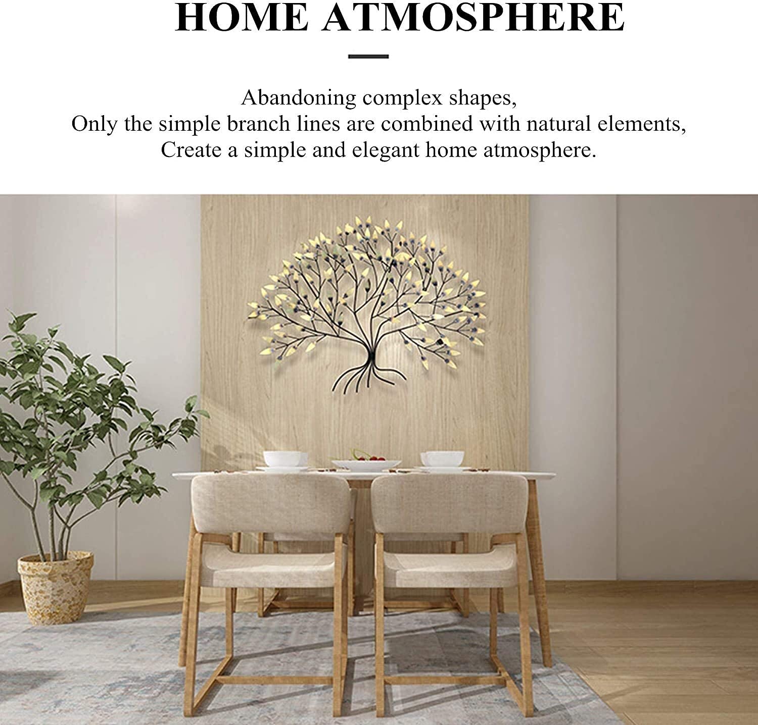 【オシャレオブジェ】金属アート　木の葉の壁掛け装飾！素敵です！ Amazon.co.jp: 背景壁アート金属彫刻-3D生命の木装飾壁の装飾、吊り