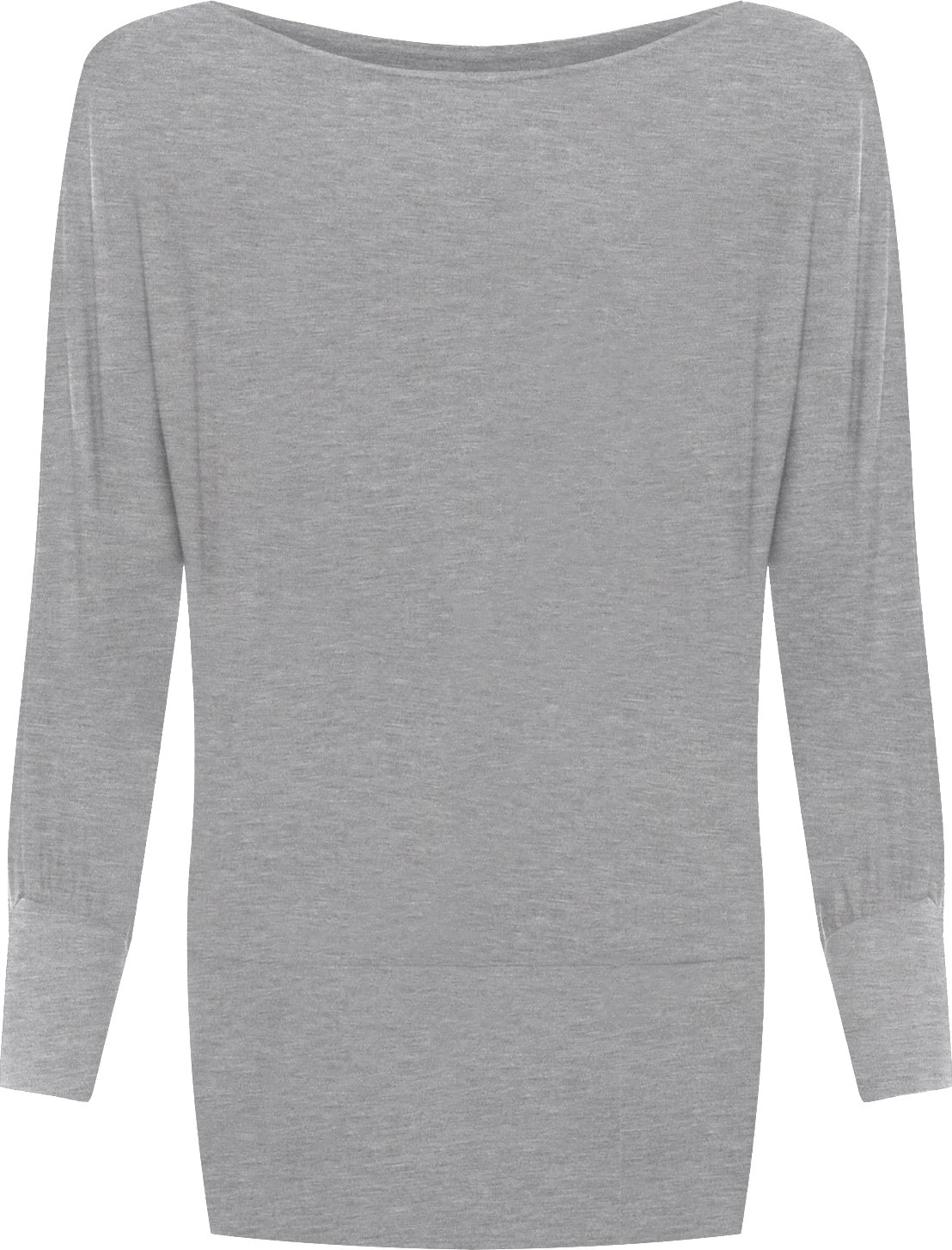 WearAll Womens Plus Size Plain Batwing Long Sleeve Ladies Off Shoulder Top - Grey - 16-18