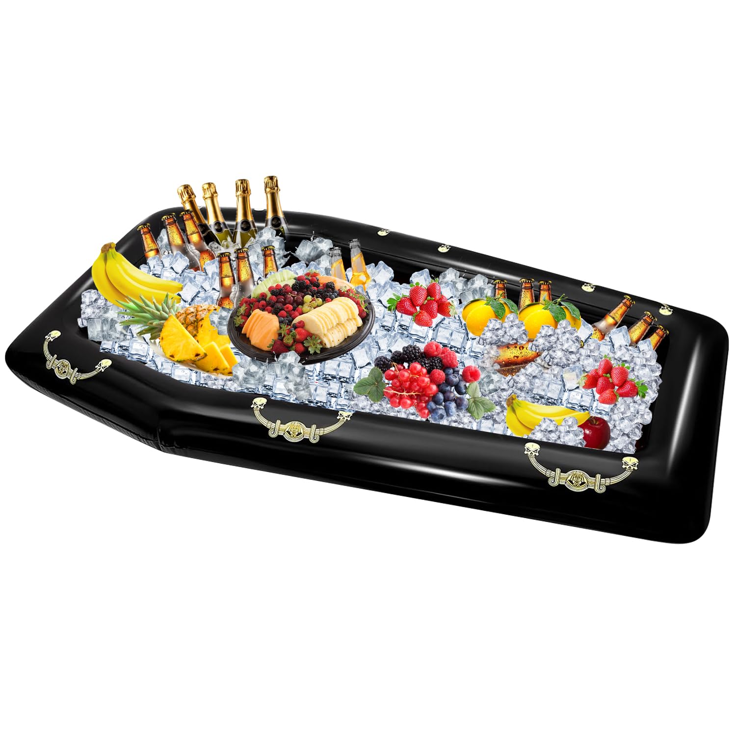 Goping Spooky Inflatable Coffin Cooler & Pool Float Large Halloween Party Decor Ice Chest Drink Cooler for Beverages, Pool Party, Picnic, Barbecue
