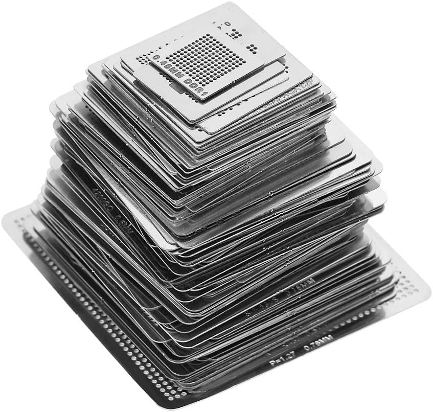 BGA Rework Net,130pcs BGA Universal Reballing Rework Net Stencils Steel Template Mesh Directly Heat Set Kit for Laptop, Desktop, Etc