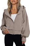 Oyamiki Surdimensionné Zip Up Hoodies pour femmes Drop Pockets Epaules Sweatshirts Automne Vestes Veste Automne Femme