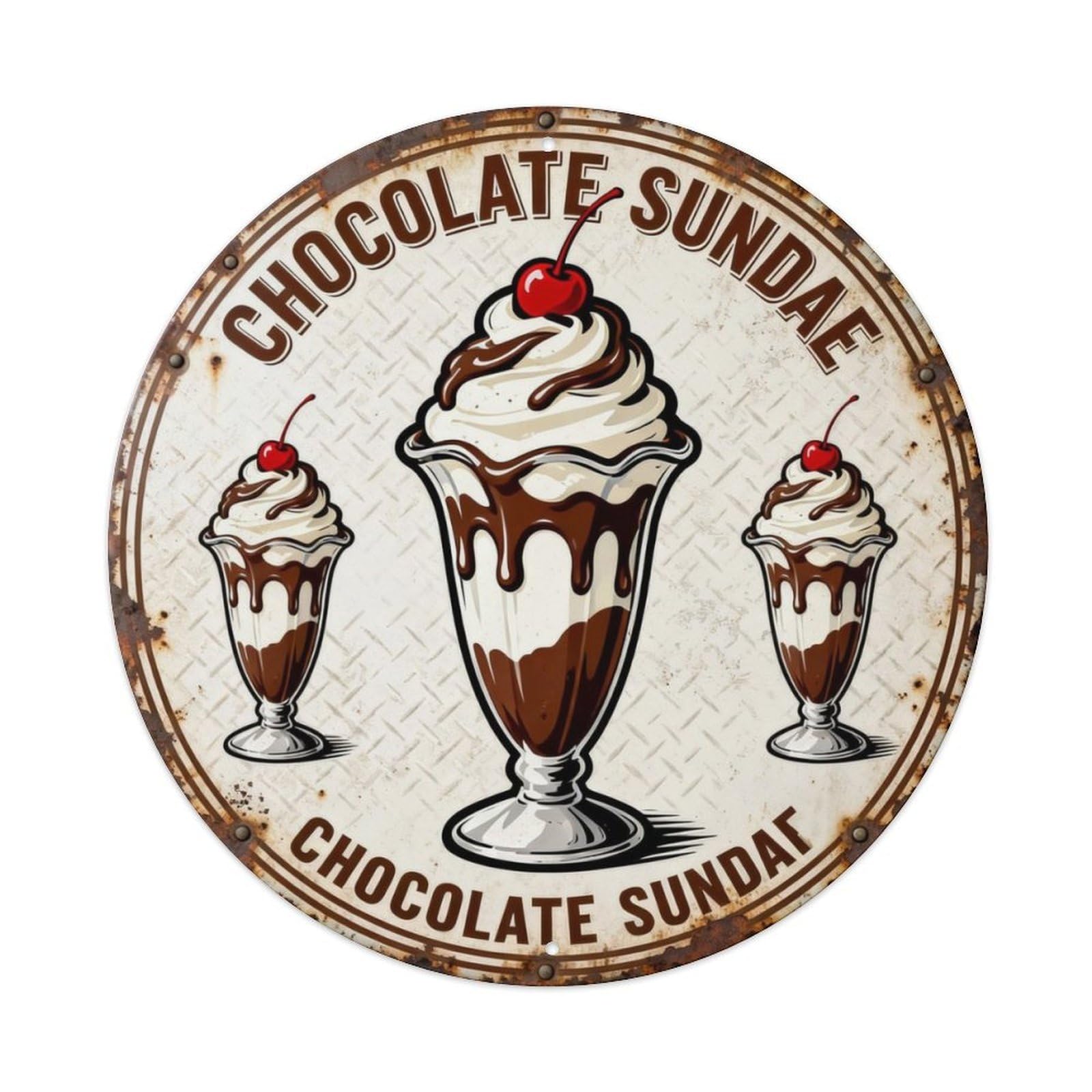 CHOCOLATE SUNDAE Metal Tin Sign Plaque