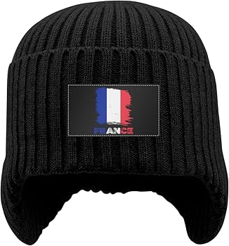 Beanie Hat with Earflaps for Men Women Vintage France French Flag