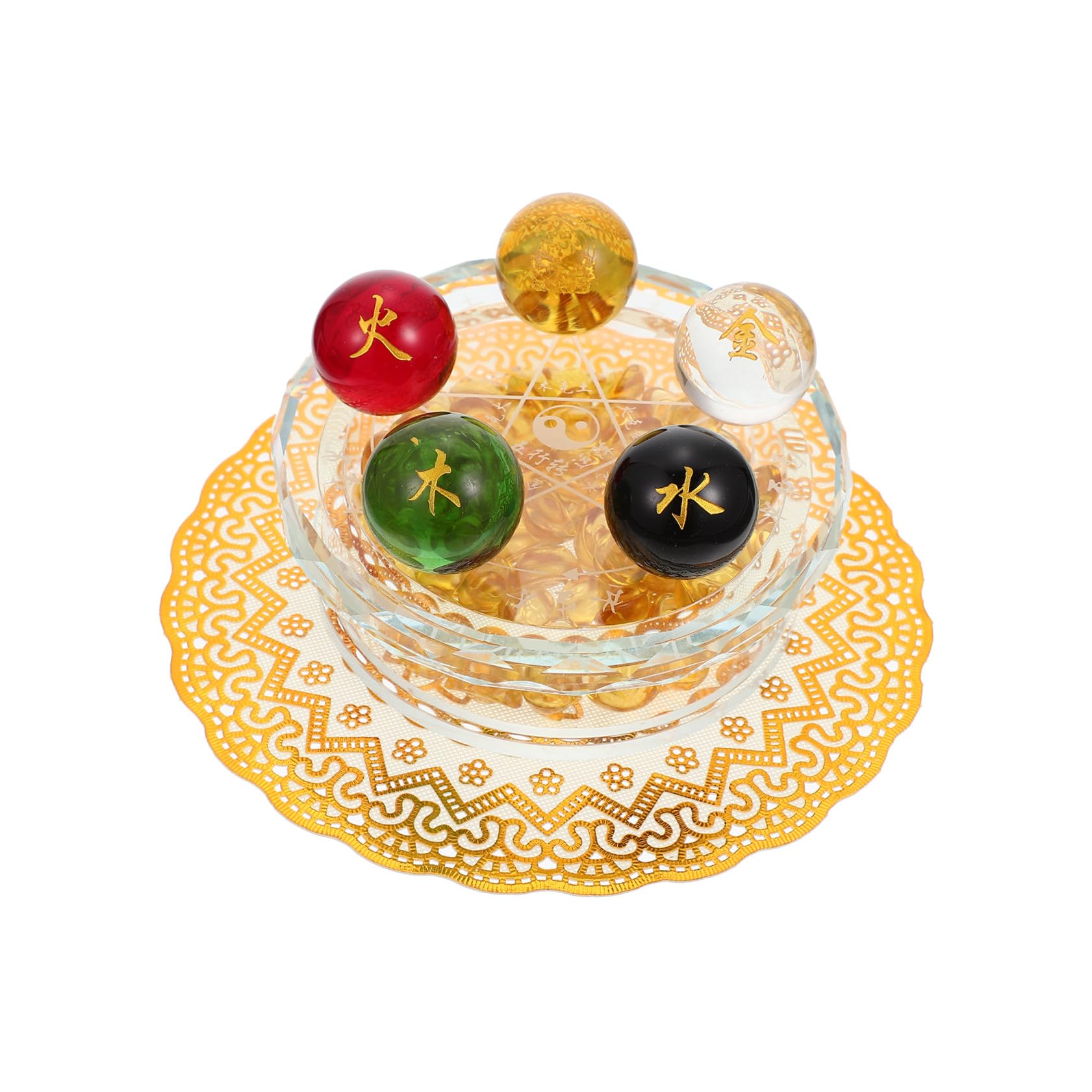 1set Decorazione Chic con Sfere e Supporto di Palle per Benessere e Fortuna Casa Accessorio di Feng Shui per La Tua Casa e Ufficio