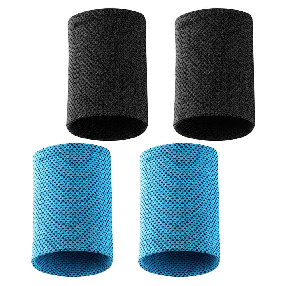 Hemoton 4 Pairs Chilling Ice Silk Outdoor Wrist Covers,Wicking Wrist Sweat Bands,Unisex Wristbands Sports Wristbands Thin Wrist Band Summer Ice Wristband Gym Towels for Working Wrist Guards Cool