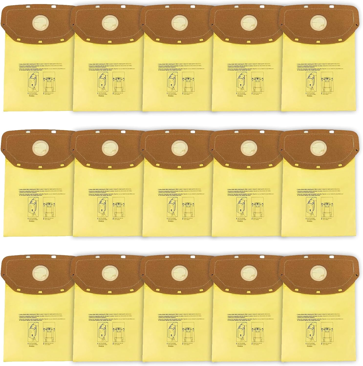 15 Pack AH10232 Type CB1 Vacuum Bags for Hoover Backpack Vacuum CH34006, CH93600, and CH93619 Vacuum Bag Yellow