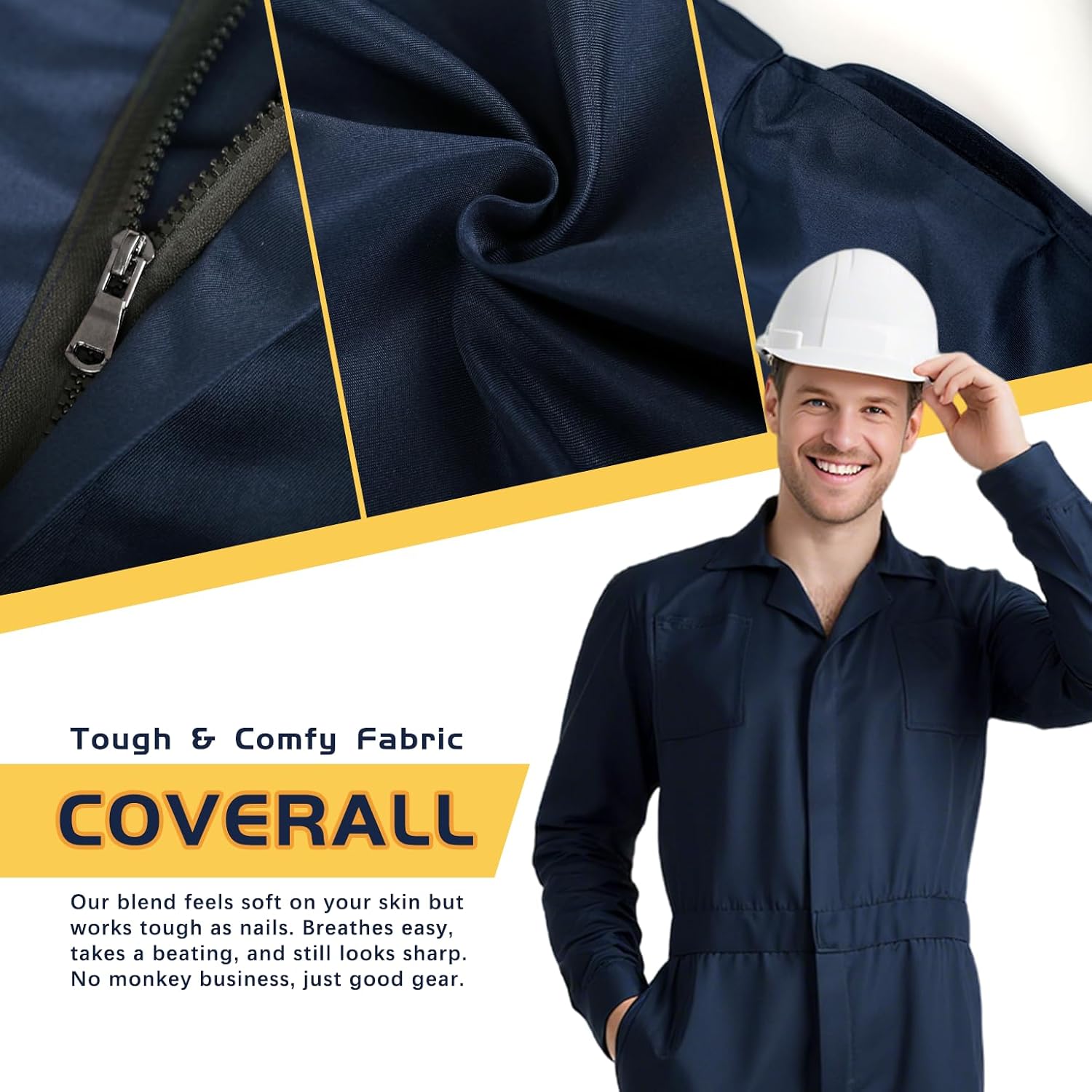 Adult Navy Blue Coveralls Halloween Jumpsuit for Men Horror Killer Costume - Image 4