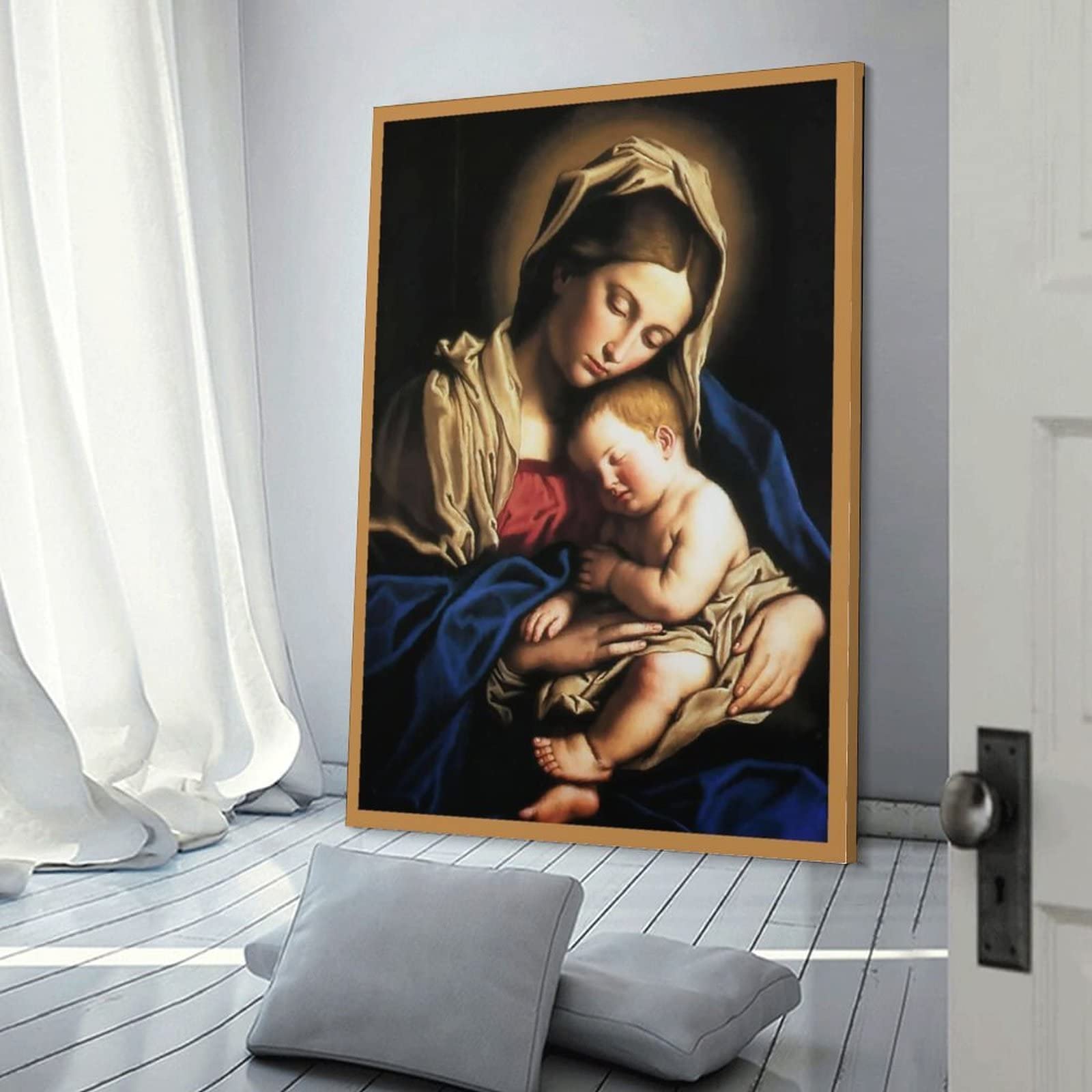 Ancienne Tapisserie Murale Vierge Marie - Ha-Va-Ti - Décor Religieux Catholique