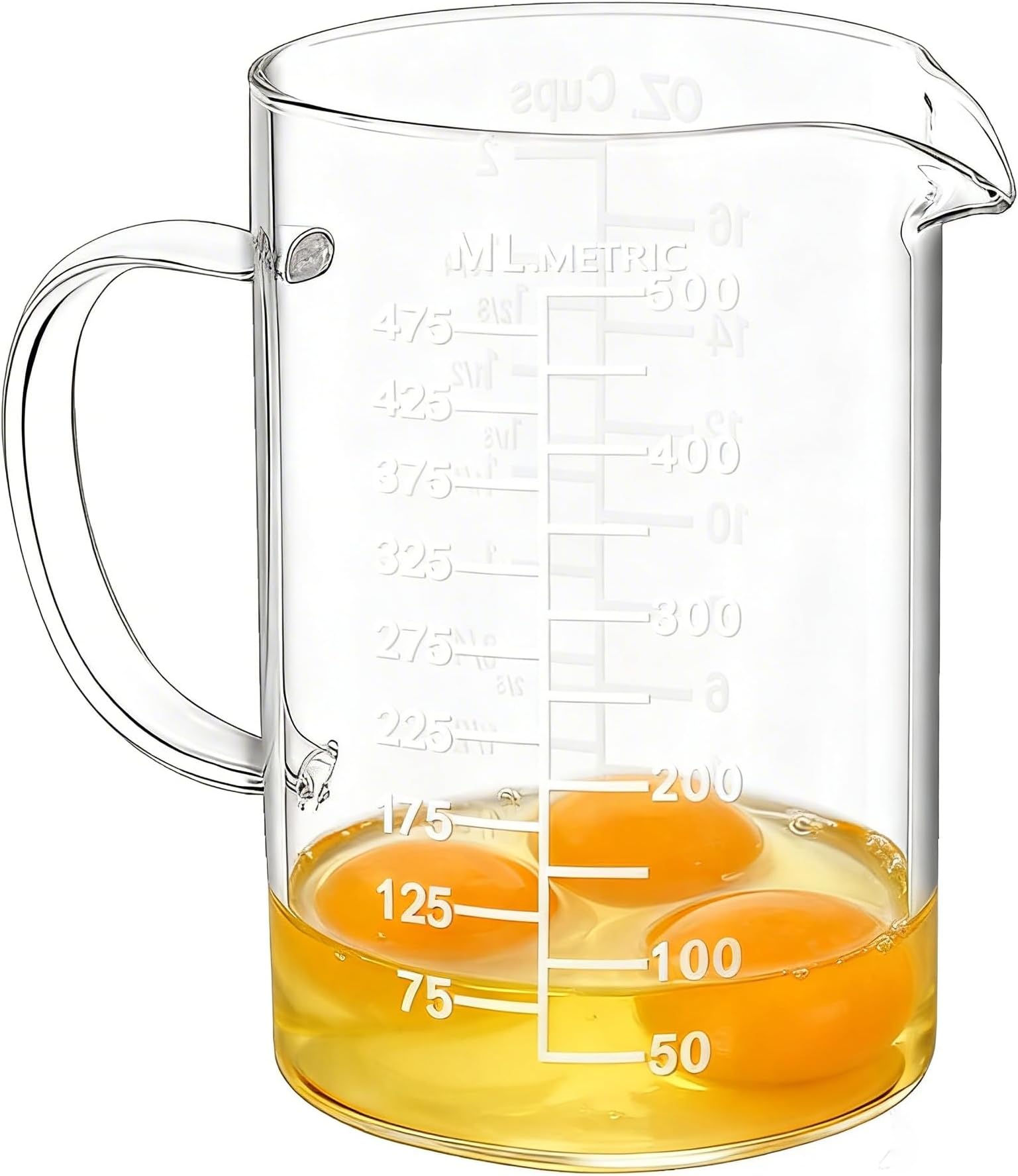 500ml/2 Cups Glass Measuring Jug,Borosilicate Glass Measuring Cup with 3 Scales (ml/Cup/oz),V-Shaped Spout Measuring Jug,I Deal for Kitchen Baking,Cooking(500ml-1)