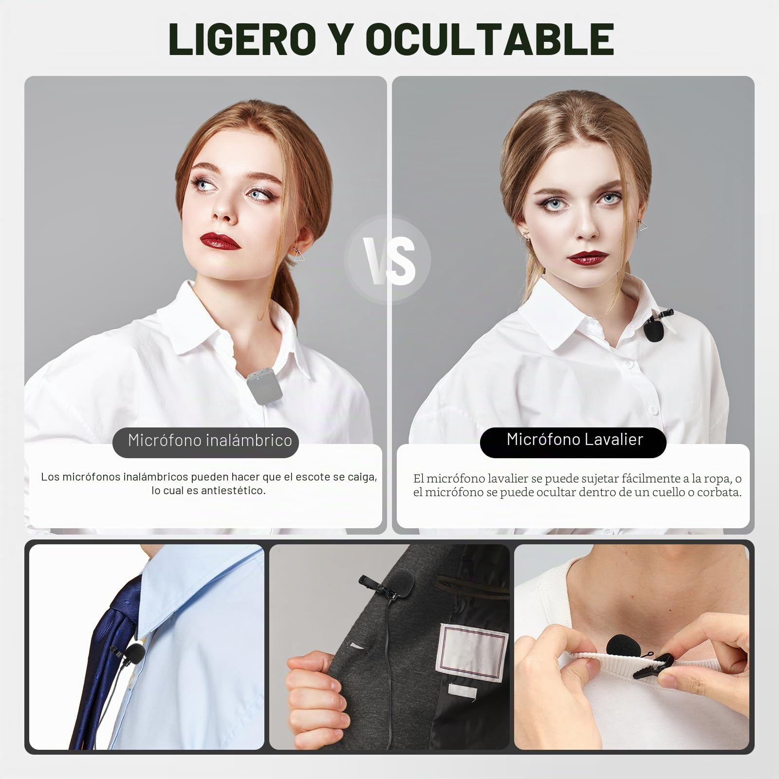 NEEWER Paquete de 2 Micrófonos Solapa Lavalier Compatibles con Micrófono Inalámbrico Rode Wireless GO II Wireless Pro DJI, Condensador Omnidireccional TRS 3,5mm con Clip On Lav Mic para YouTube, CM5