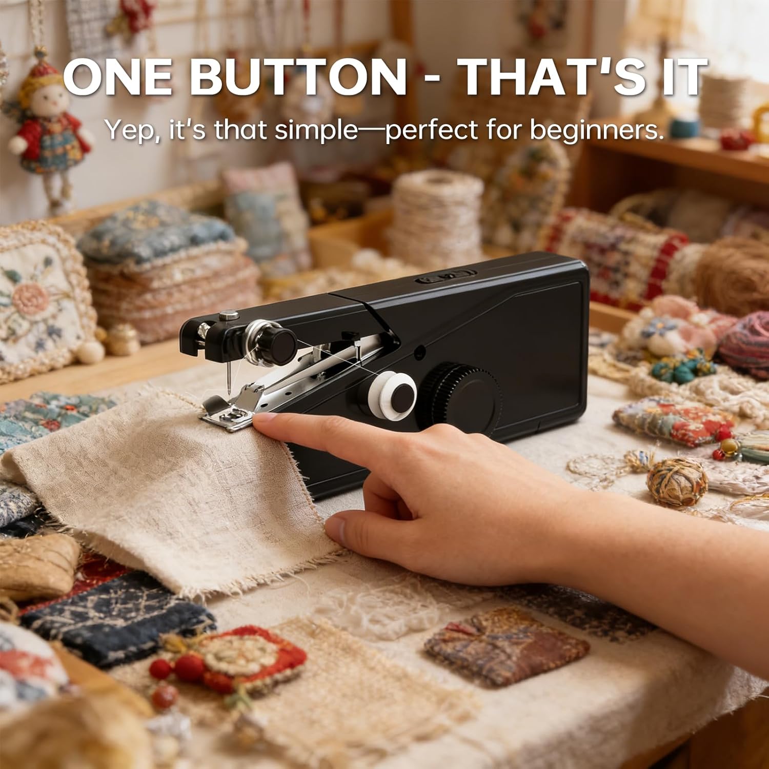 Handheld Sewing Machine For Beginners, Mini Sewing Machine Portable, Easy To Use & Includes Sewing Kit, DIY Projects at Home or on the Go, Sewing Machine for Adults and Beginners.Black