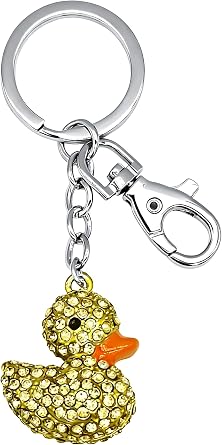 Cute Crystal Rhinestone Animal Duck Car Key Chain Ring Charm Sparkling Duck Keychain Pendant For Women Girls Purse