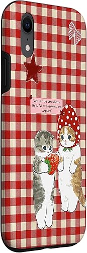Miniatura 3 de Cute Strawberry Cat Kawaii Funny Animal Lover Aesthetic Case for iPhone XR
