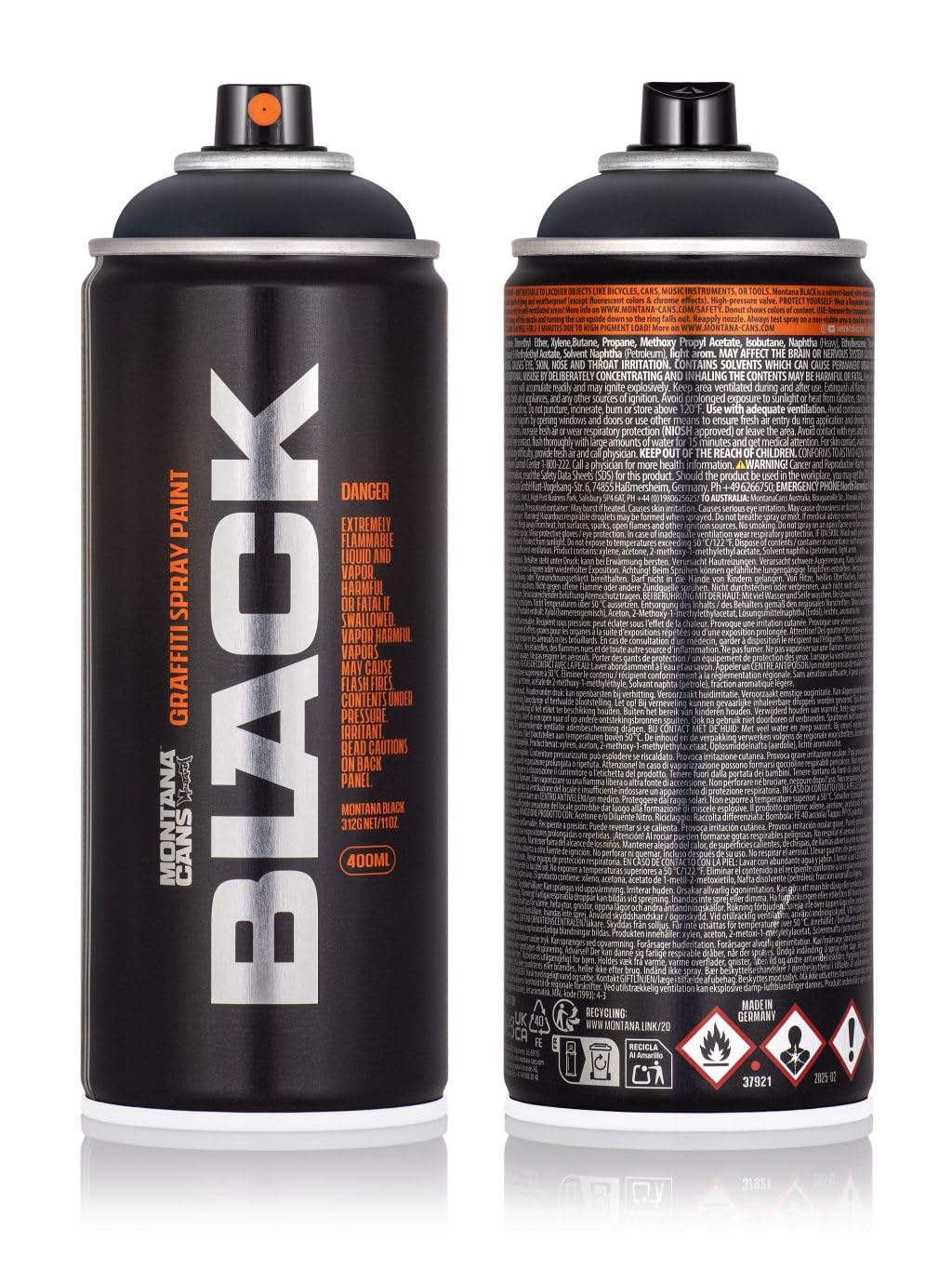 Sprühdose Montana BLACK 400 ml - Graffiti Paint - hochdeckende Mattfarben - zuverlässig - high-pressure - (9001 Black)