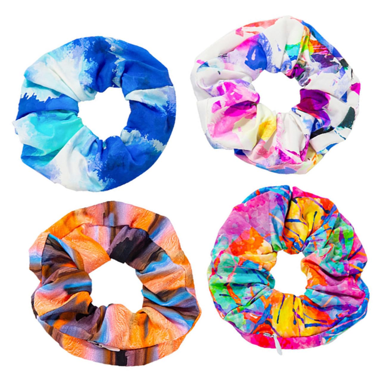 FRCOLOR 16 Stk Farb Haarring Haarschmuck Scrunchie Mit Tasche Haargummi Aus Satin Reißverschluss-scrunchie Haare Zeug Haargummis Mit Reißverschlusstasche Taschen-scrunchie Haarseile Stoff