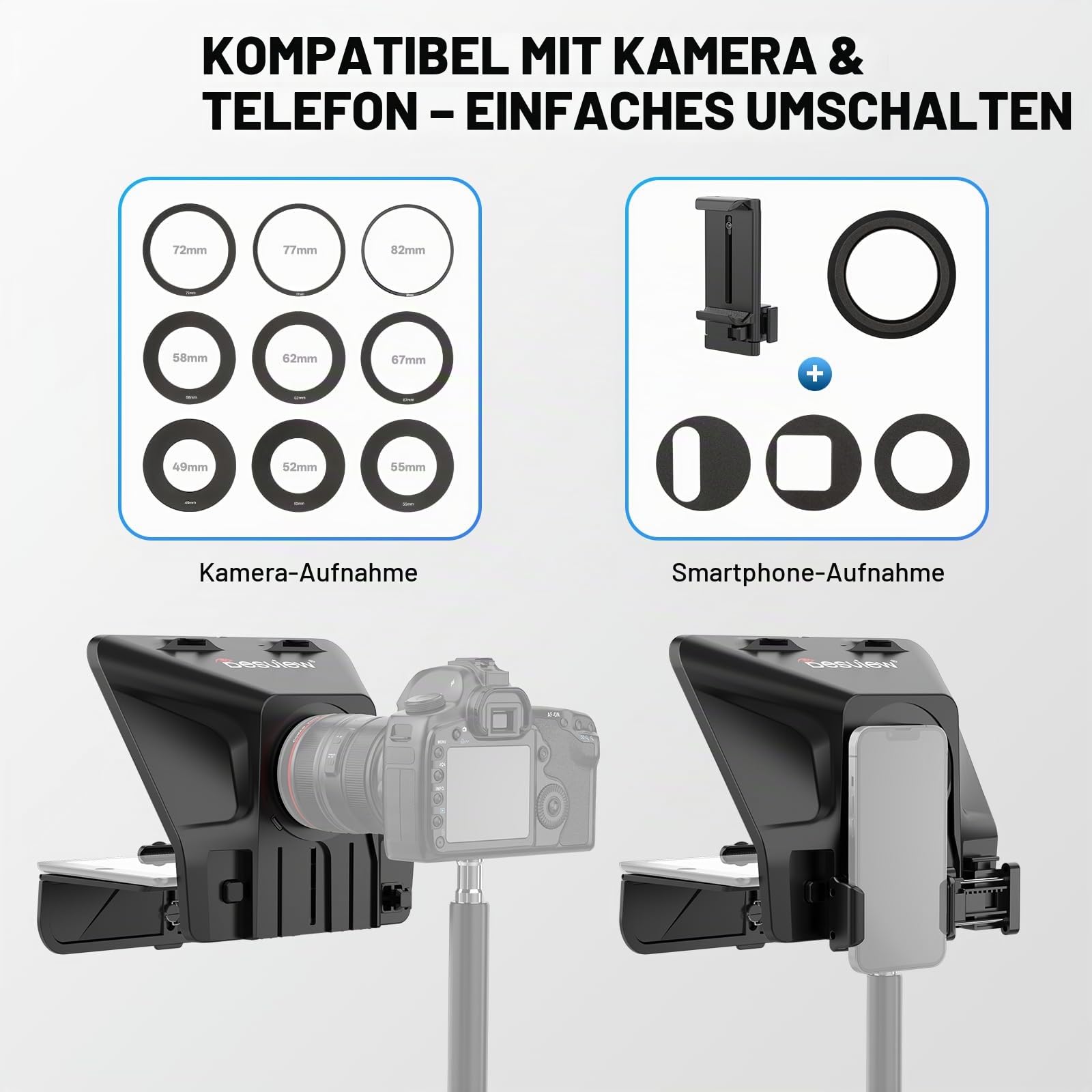 Desview T5 Teleprompter für Smartphone Tablet DSLR-Kamera bis 11 Zoll