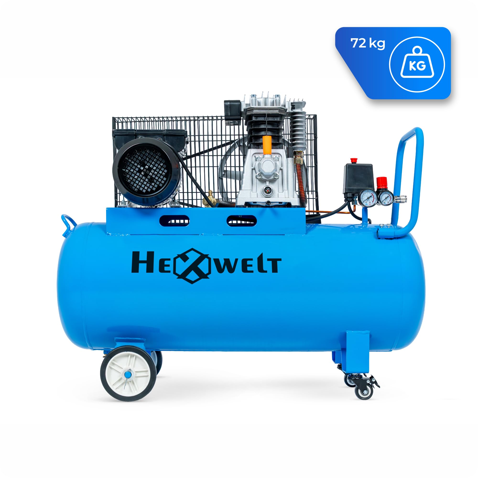 Kompresor 100L sprężarka powietrza 8 bar, 1800W / 2200W / 3300W, bezolejowy lub olejowy, 1/4", reduktor ciśnienia, 2 wyjścia, manometr, do warsztatu, garażu, opon i malowania (1T-100L 5 IN 1 SET)
