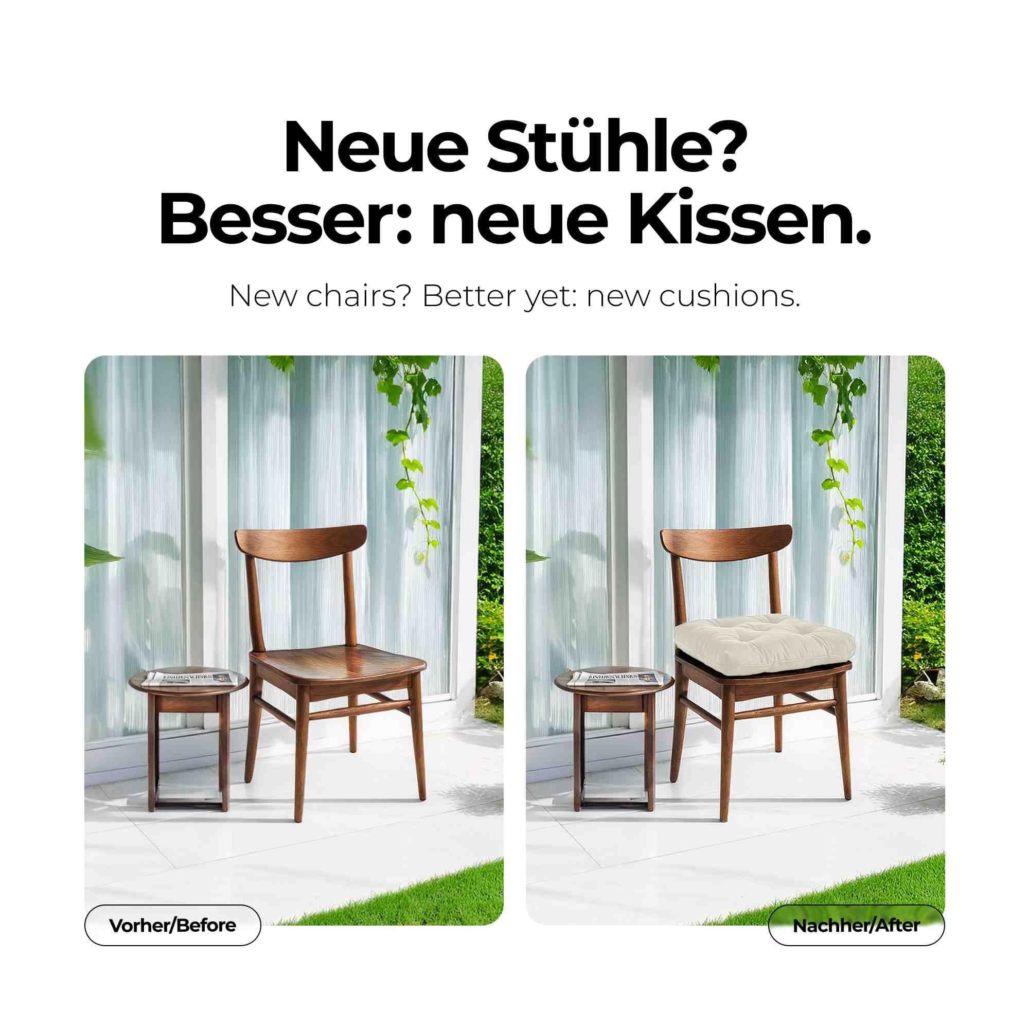 etérea Sitzkissen Mila 42x42 cm 4er Set – Creme Indoor Outdoor Sitzauflage