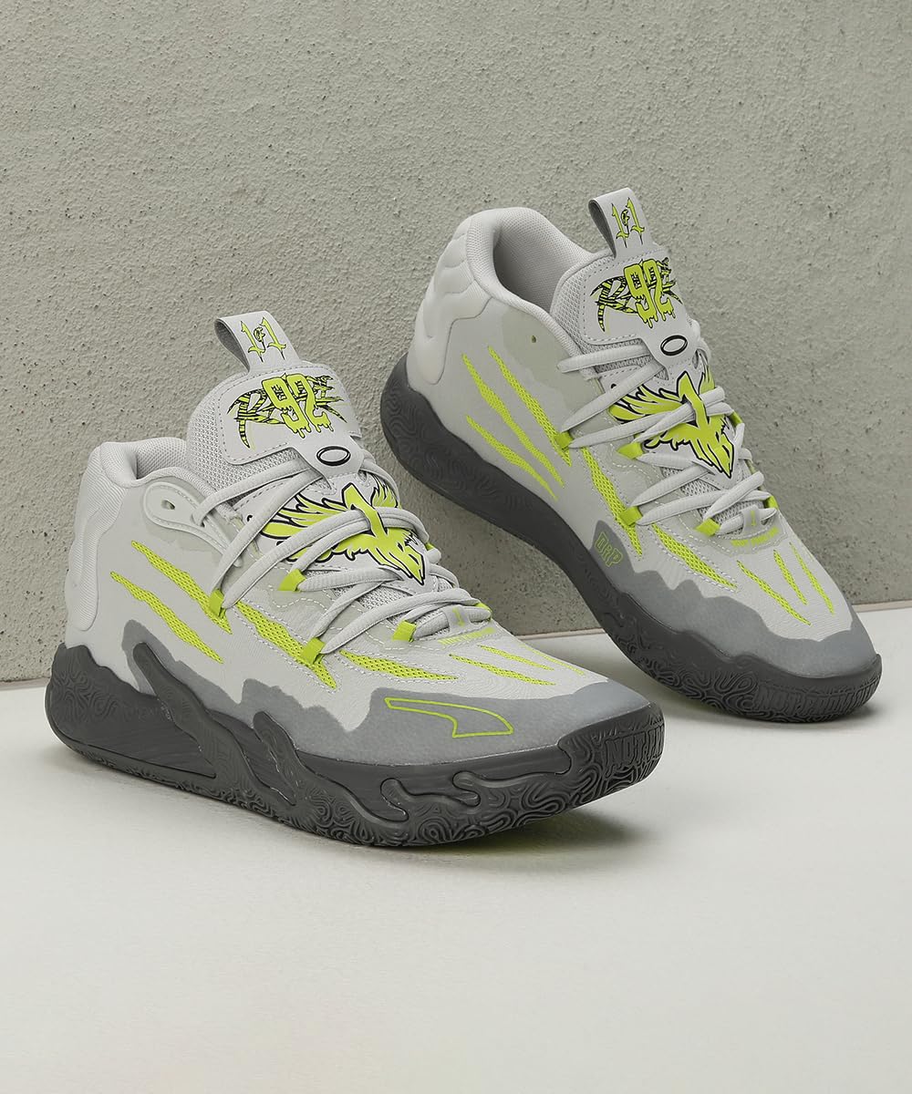 PUMA - Zapatillas de baloncesto para hombre, color blanco y gris