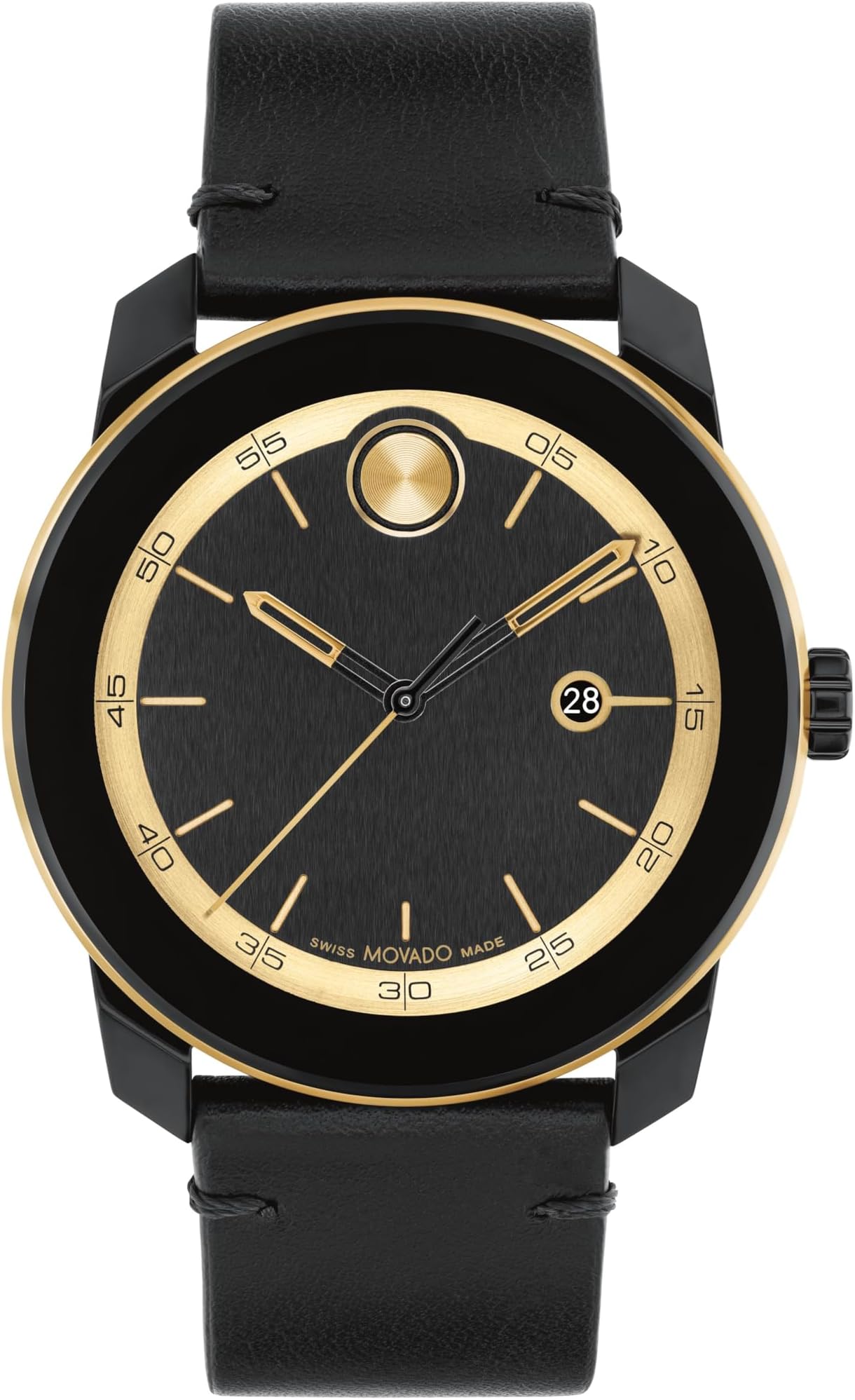 Bold TR90 Ultra Modern Watch for Men and Women - Swiss Quartz 3H Movement, Leather Strap - Water Resistant 3ATM/30 Meters - Sporty Style Wristwatch for Everyone - 42mm