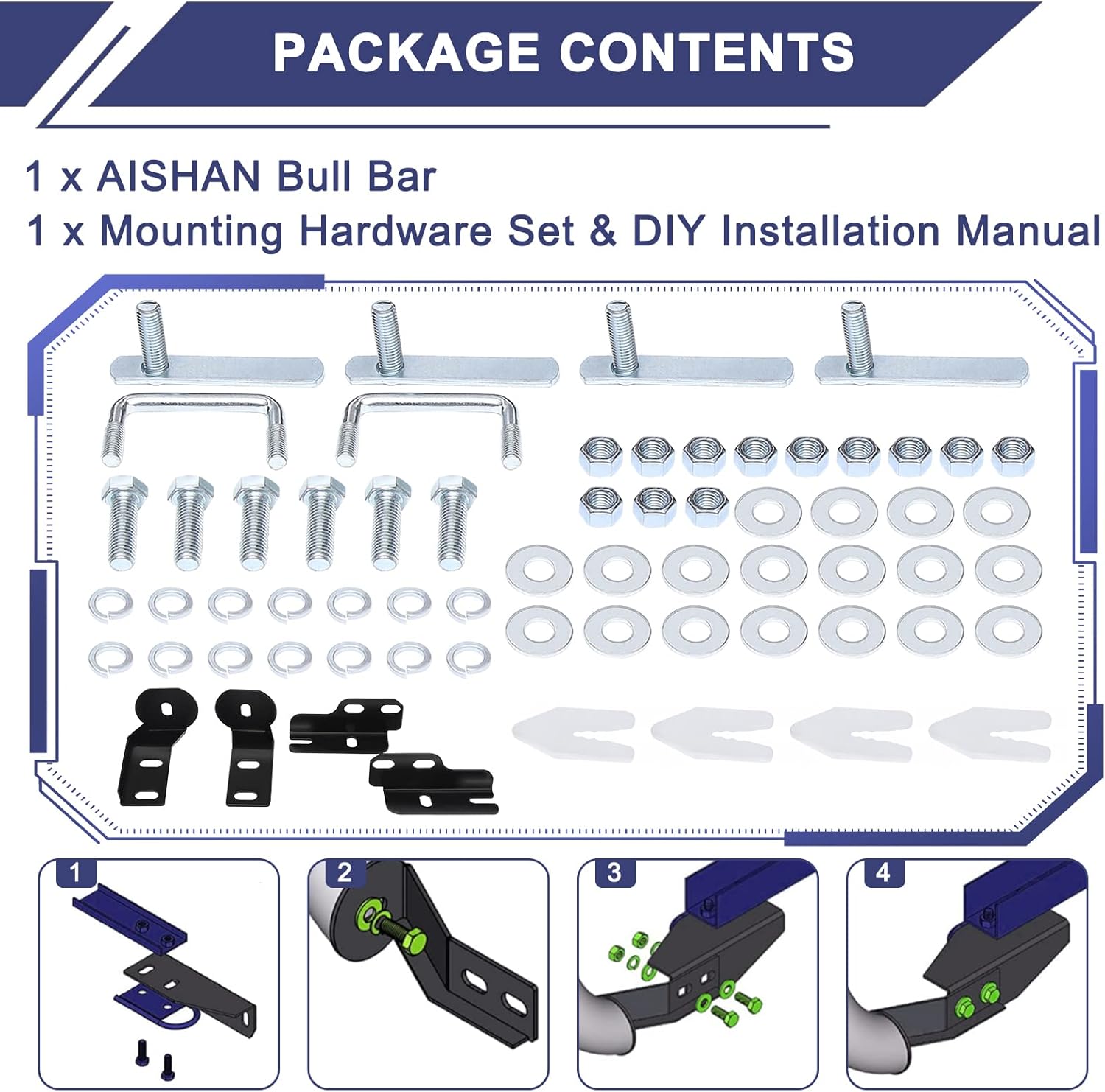 Bull Bar Pickup Truck 3" Brush Grille Guard with Removable Skid Plate Front Bumper, Compatible with 2004-2022 F150 / 2003-2017 Expedition/ 2006-2008 MK-LT/ 2003-2014 Navigator, Black