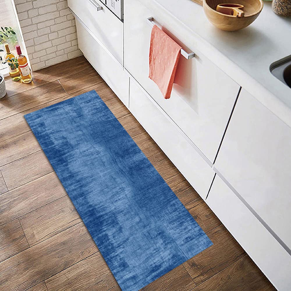 SIUNWDIY Flurteppich 60x260cm Blau - Rutschfester Läufer Waschbar Für Küche & Korridor