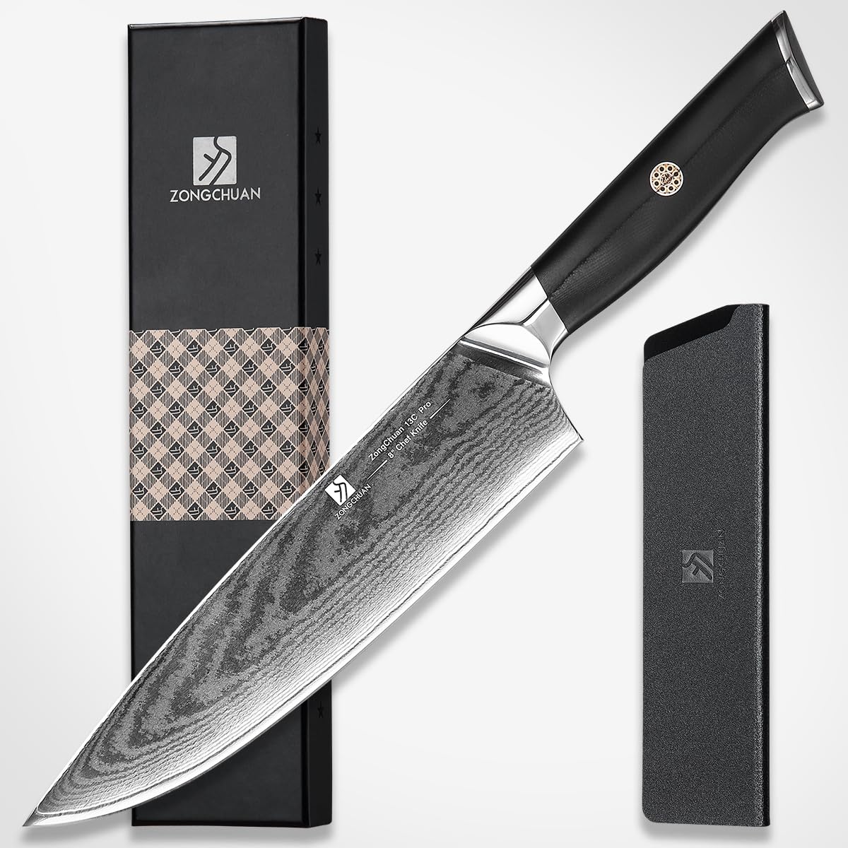 Chef Knife,8inch Damascus knife,67-Layer High Carbon Stainless Steel Kitchen Knife,Professiona Sharp Cutting Knives with Ergonomic G10 Black Handle,Gift Box for Home and Kitchen Birthday Gift