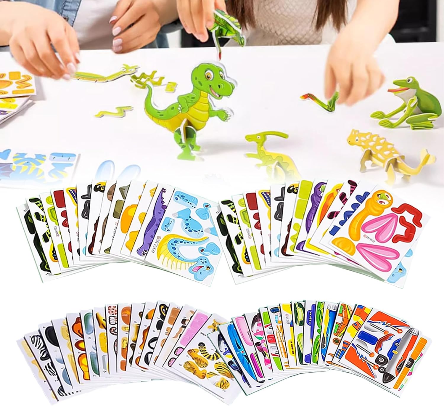 100Pcs 3D Cartoon Puzzles for Kids, Educational 3D Cartoon Puzzle