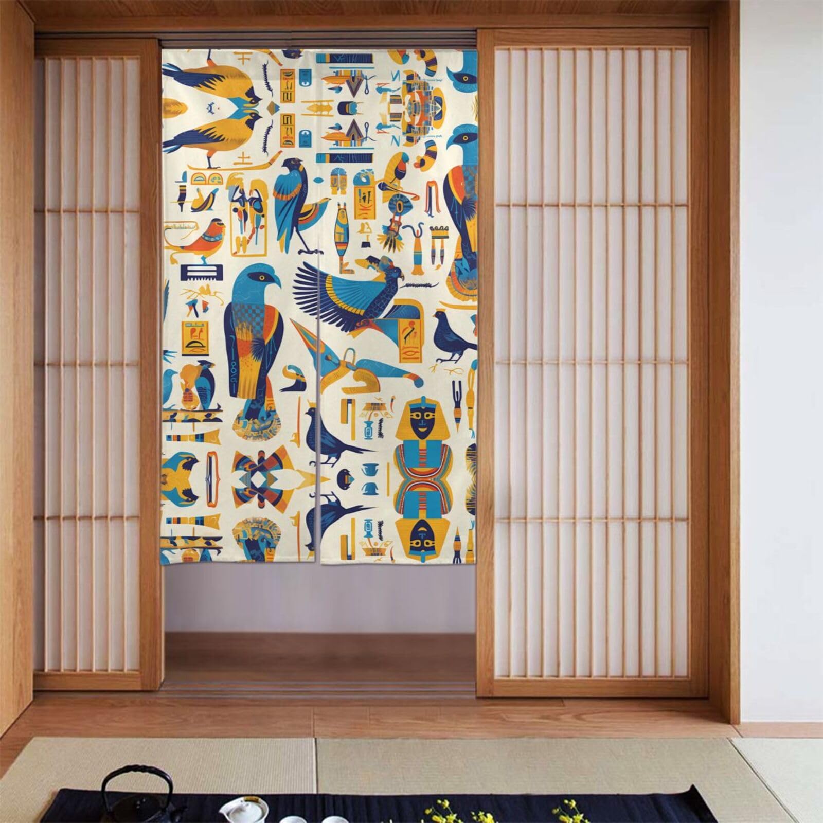 Rideaux occultants hiéroglyphes pour une ambiance zen en chambre