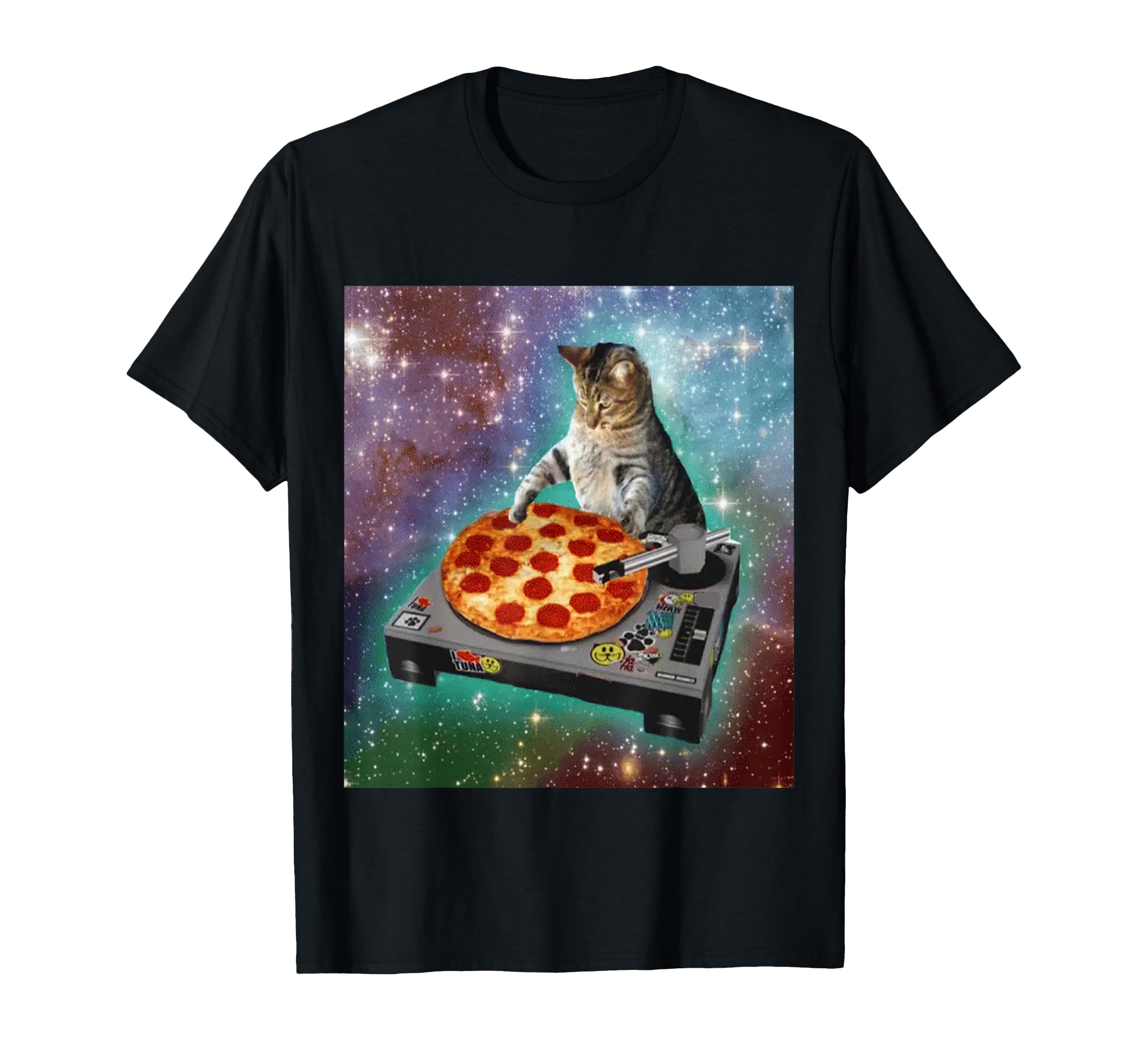 Outer Space Galaxy Universe Cat Pizza DJ Funny ...