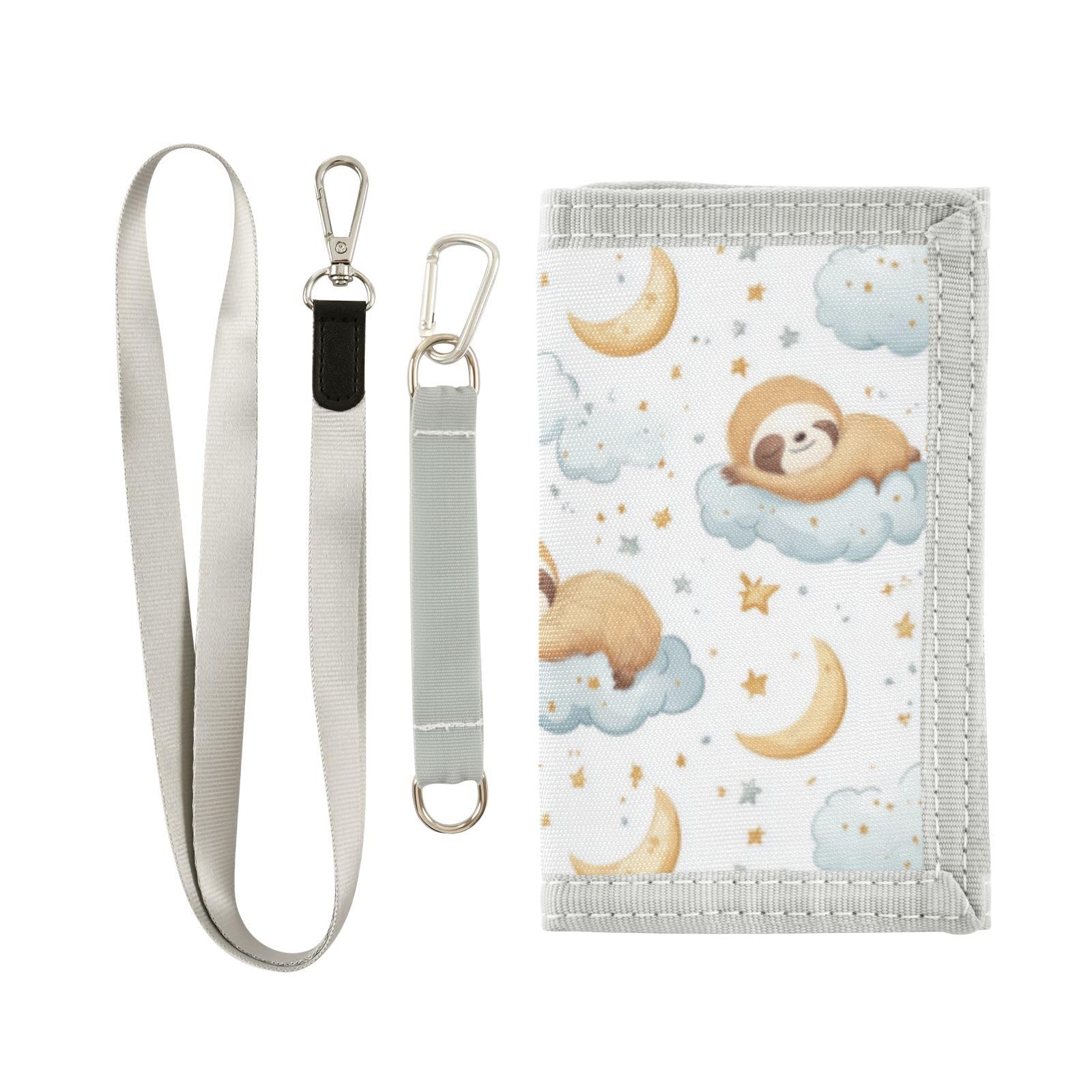 Wusikd Cute Sloth Kids Wallet for Boys Girls Clouds Moon Stars Toddler Trifold Wallet Novelty Wallet for Teens Women Men