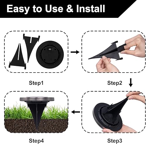 Miniatura 6 de Solar Ground Lights Outdoor 4 Pack, 8 LED Solar Disk Garden Lights Waterproof Inground Landscape Lighting for Yard Deck Lawn Patio Pathway Walkway