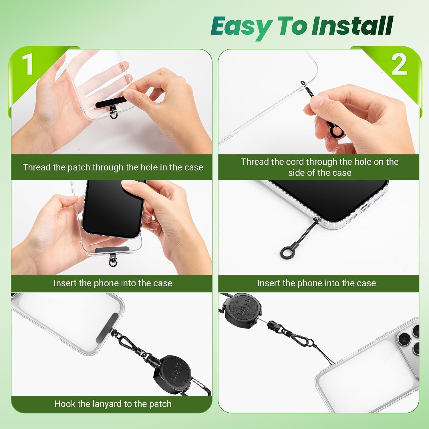 takyu Phone Tether Anti-theft Phone Lanyard Retractable Steel Line Leash Strap with Carabiner Tether Tab for Outdoor Skiing