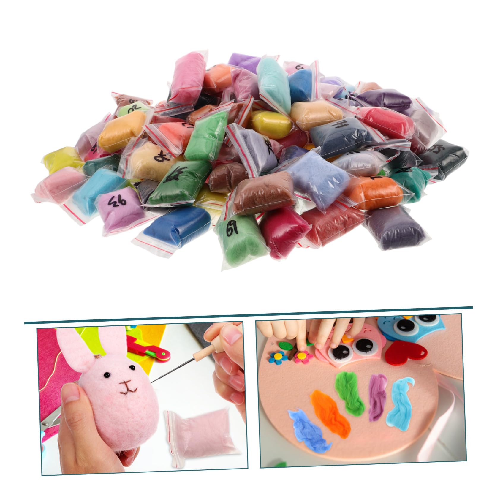 100piezas Fieltro de Lana Material de Gramos para Profesionales Principiantes Manualidades de Arte Creativo Aguja de Fieltro de Lana de Colores