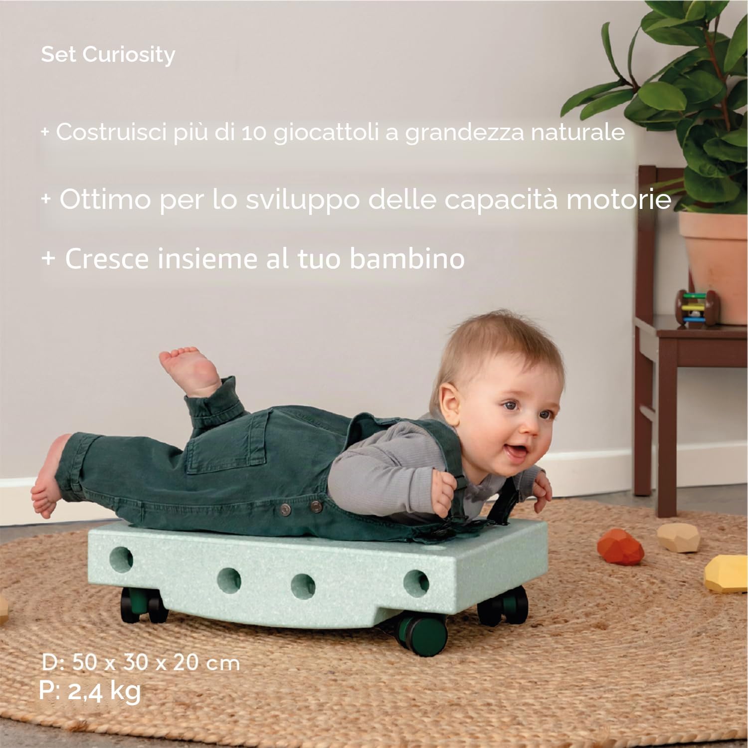 Il Set MODU Curiosity | Ocean Mint & Forest Green | Costruzioni a grandezza Naturale | 10+ Modelli per Gioco Attivo e motricità | Cavalcabile e Gioco d'equilibrio | Fantasia e Movimento, 0-6 Anni