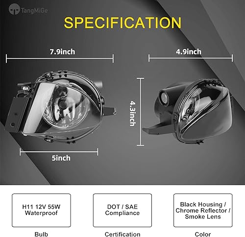 Miniatura 2 de TangMiGe Luces Antiniebla para BMW Serie 3 (323i 325i 325xi 328i xdrive 330xi 335d 335i 328xi 335xi 330i Sedán E90  Wagon E91), (sin Paquete