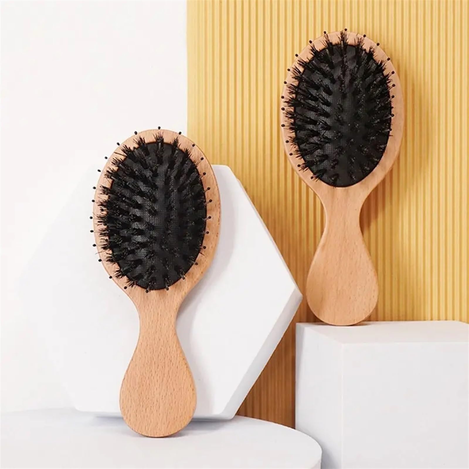 Schönheit Haarbürste Kopfhaut Massage Haar Bürste Kamm Wildschwein Borsten Holz Oval Anti-statische Paddel Haar Styling Werkzeug