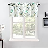Vista 127 de VOGOL Cenefas con patrón de pájaros para ventanas de cocina, cenefa texturizada de lino con estampado floral y pájaros para ventanas pequeñas