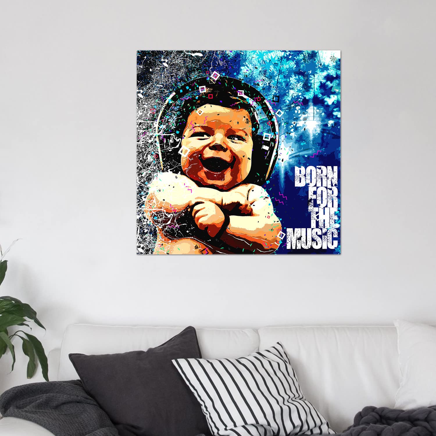 Giallobus - Quadro - Street Art - Born for The Music - Vetro Acrilico - 70x70 - Pronto da Appendere - Quadri Moderni per la casa