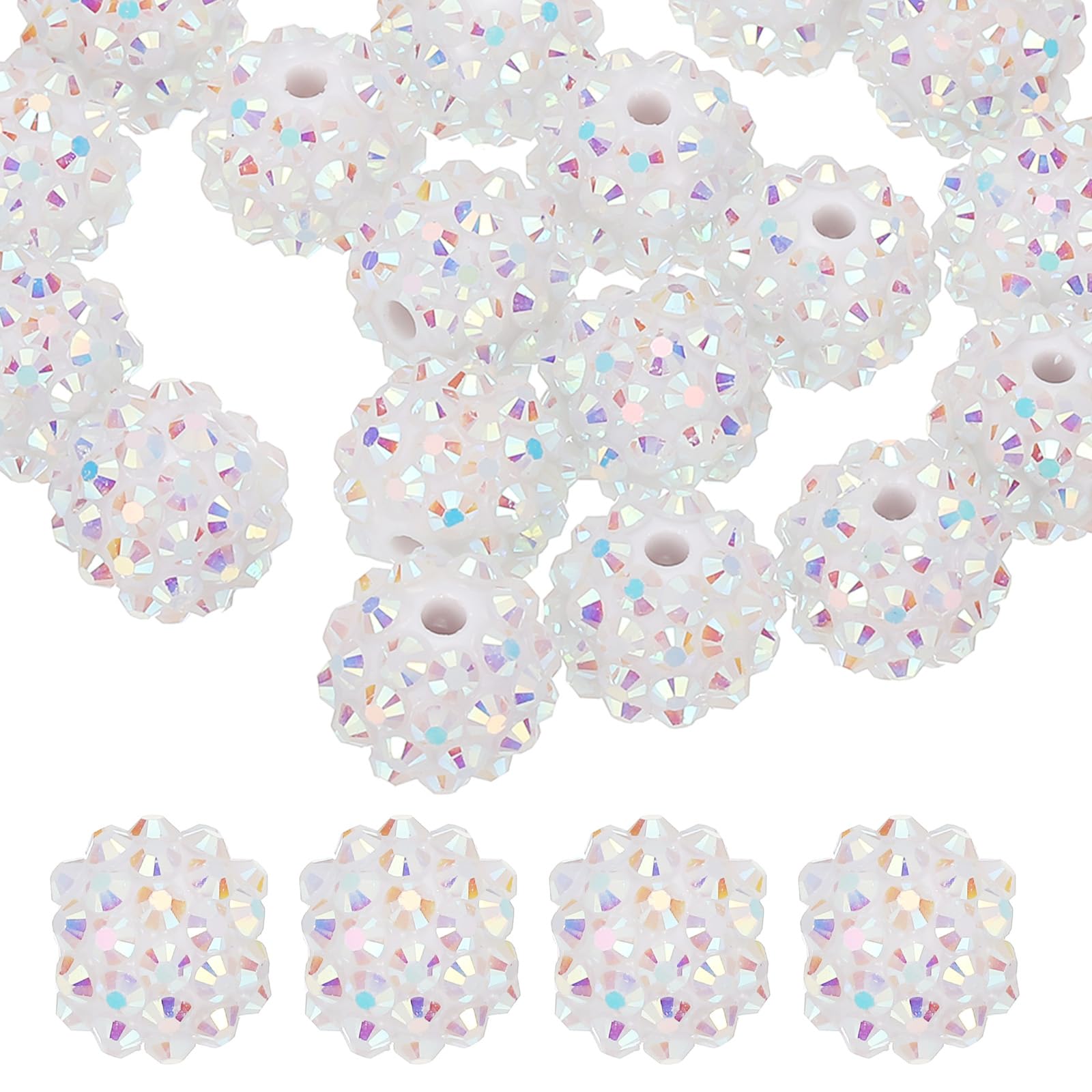 PATIKIL 14mm Resin Rhinestone Beads for Beadable Pen 20 Pack Ball Disco Sparkly Chunk Round Focal Bubblegum Beads for Jewelry Making Craft Necklace Chain Bracelets DIY