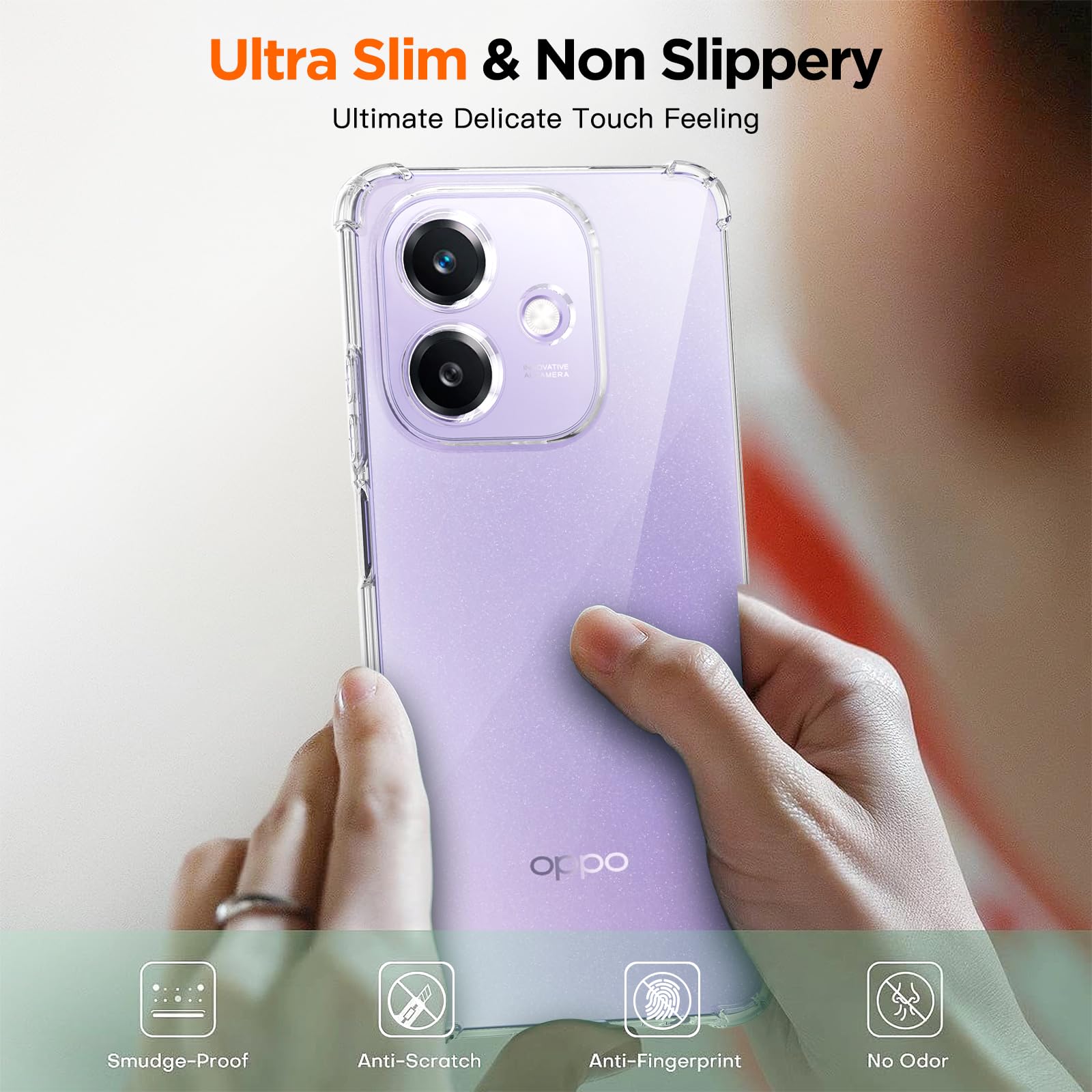 Ikziwreo - Cover per Oppo A40 / Oppo A40M / Oppo A60 5Gcon 2 pezzi in vetro temperato, custodia in silicone TPU trasparente morbido [paraurti con angoli rinforzati], protezione trasparente antiurto