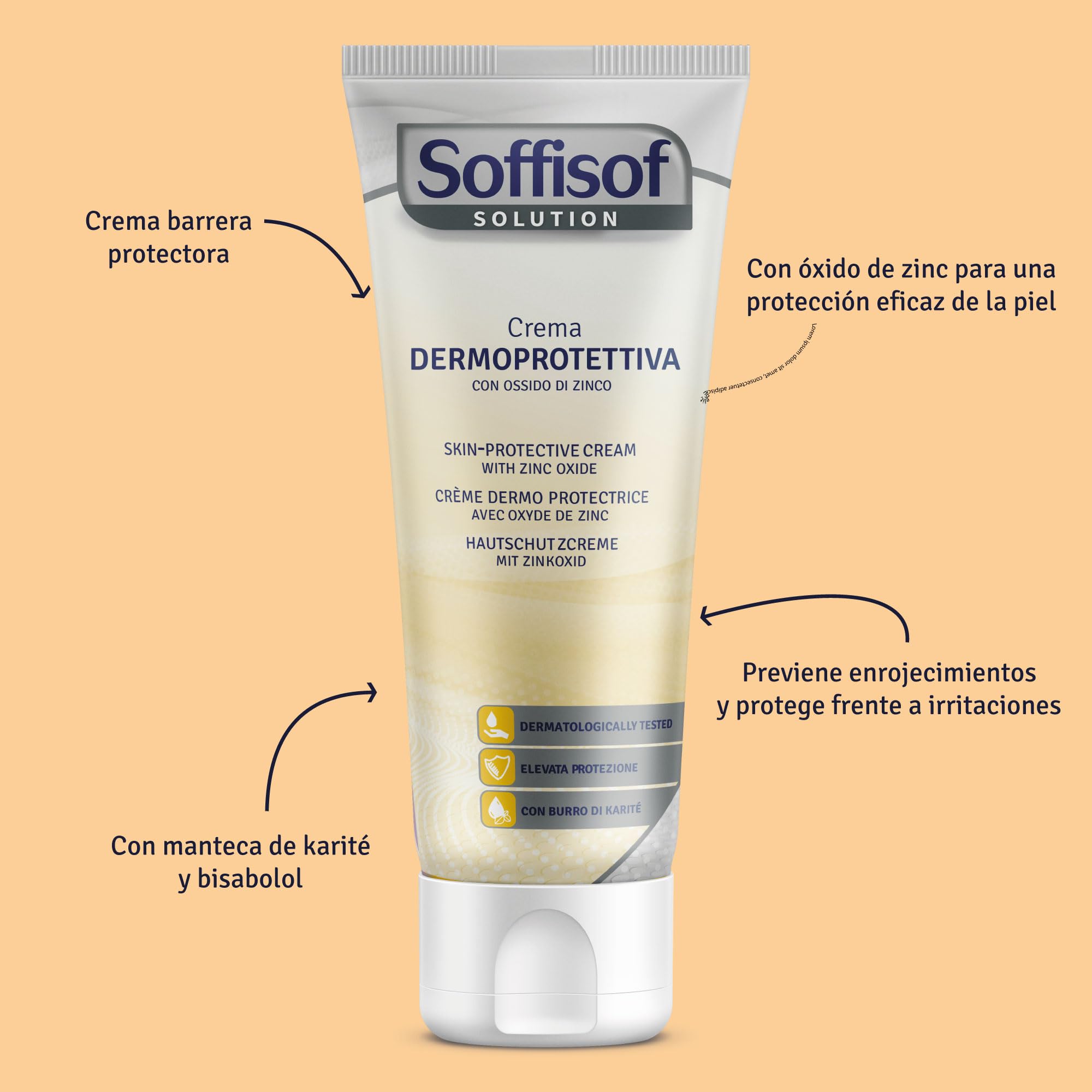 Soffisof Crema Dermoprotectora 200 ml - 10% Óxido de Zinc - Pasta Barrera para Mayores, Adultos y Bebés - Protección de Enrojecimientos e Irritaciones con Manteca de Karité y Bisabolol - Formato Maxi
