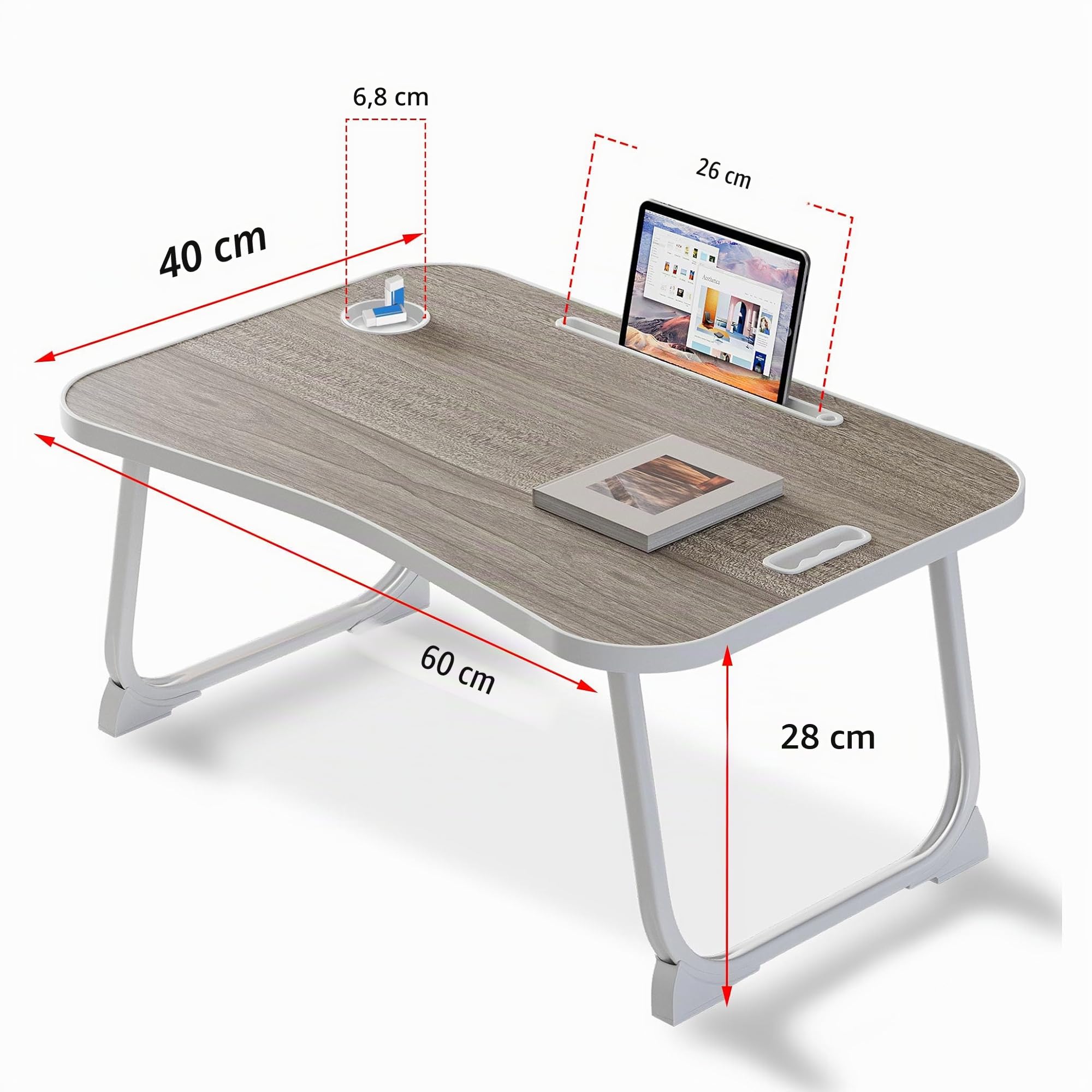 Bureau de lit pour Ordinateur, pour Manger, Lire, écrire sur Le lit, canapé, la Maison et Bureau (Grey)