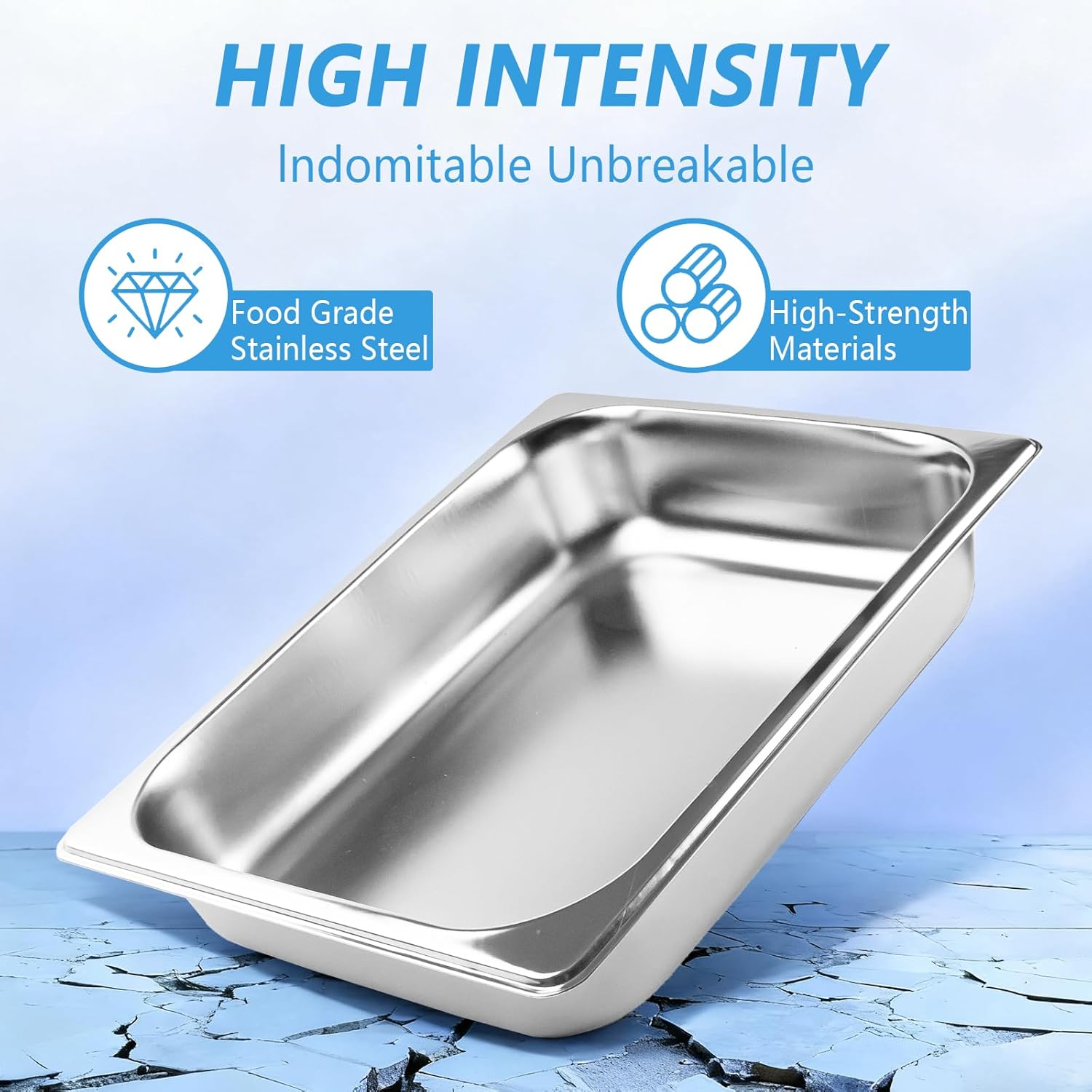 4-Pack 1/2 Half Size Steam Table Pans, 2.5 Inch Deep Restaurant Steam Table Pans Commercial, Hotel Pan Made of 201 Gauge Stainless Steel - Image 3