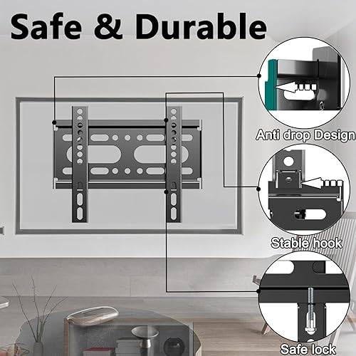 Miniatura 3 de Soporte fijo de pared para TV para la mayoría de televisores y monitores planos de 14 a 42 pulgadas, soporte de TV pequeño ultra delgado Max VESA