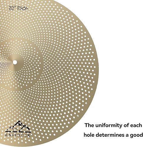 Miniatura 3 de EASTROCK Paquete de platillos dorados de bajo volumen, 5 piezas (14 "Hi-hat+16" Crash+18" Crash+20"Ride) con bolsa de platillos y fieltros