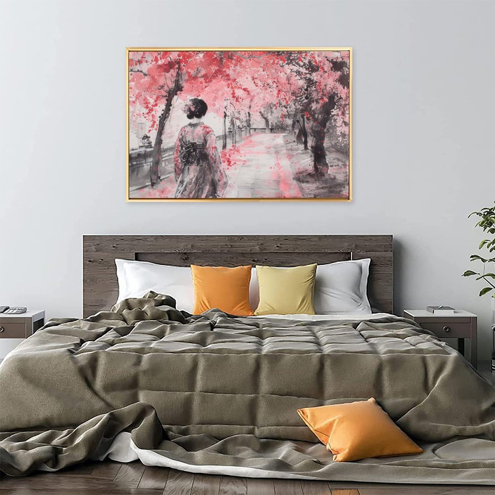 Amazon.co.jp: 絵画 桜の木の下で女性の後ろ姿 アートパネル ポスター