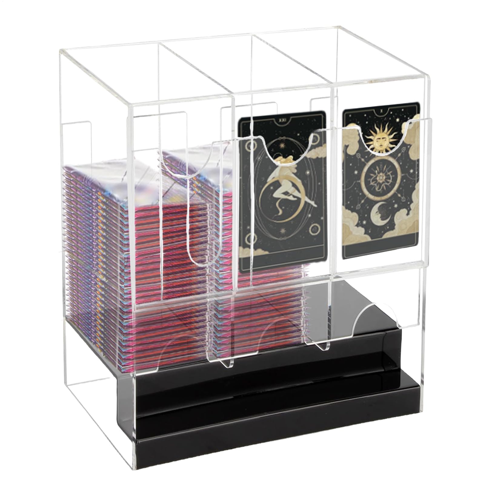 Pudełko na Booster Box 3-kieszonkowa akrylowa przezroczysta gablota | Akrylowy Dozownik Kart Organizer Do wydarzeń sportowych, spotkań biznesowych, biura, domu, pokoju gier